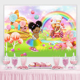 Funkeln Licht Süßigkeiten Haus Baby Dusche Hintergrund Für Mädchen